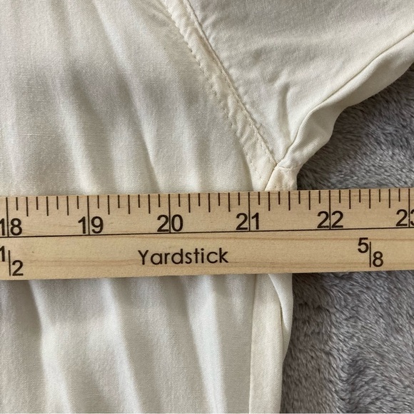 Vintage Forenza Lace Panel Button Up Blouse Cream Rayon Cotton Size Medium - Picture 5 of 9